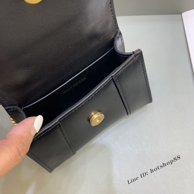 Balenciaga專櫃爆款手提女包 巴黎世家平紋黑金扣mini Hourglass沙漏包 fyj1007